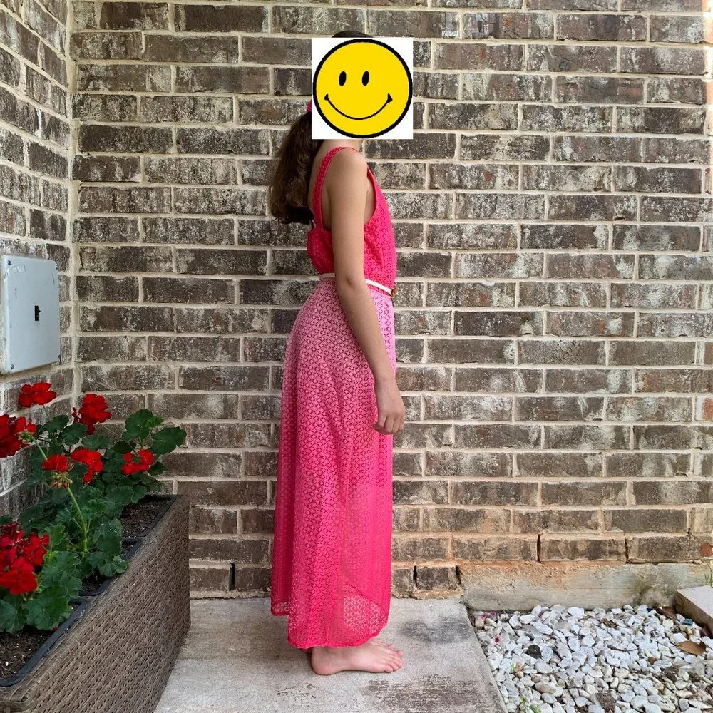 Paper Doll Maxi Girl's Dress with Braided Belt Fuchia Size 7